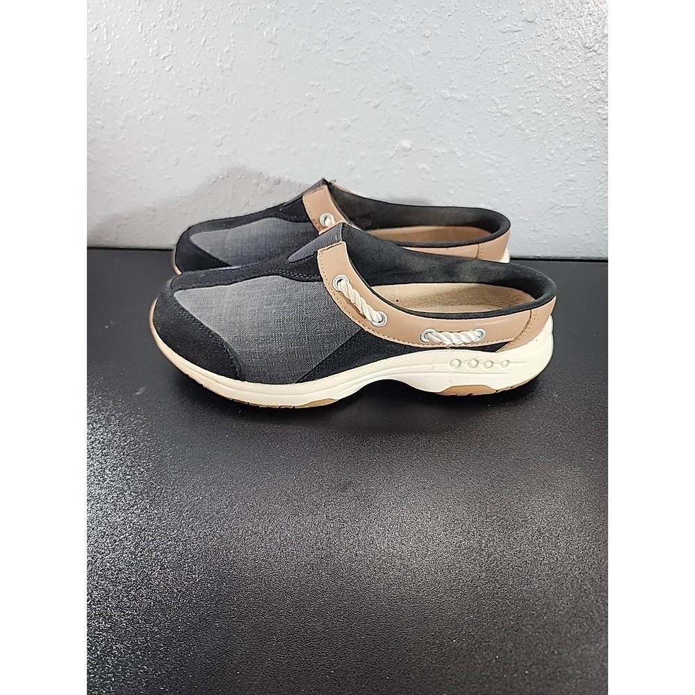 EASY SPIRIT Denim Clogs size 7M Navy Blue & White Fabric Cushion Insulated - Picture 3 of 10